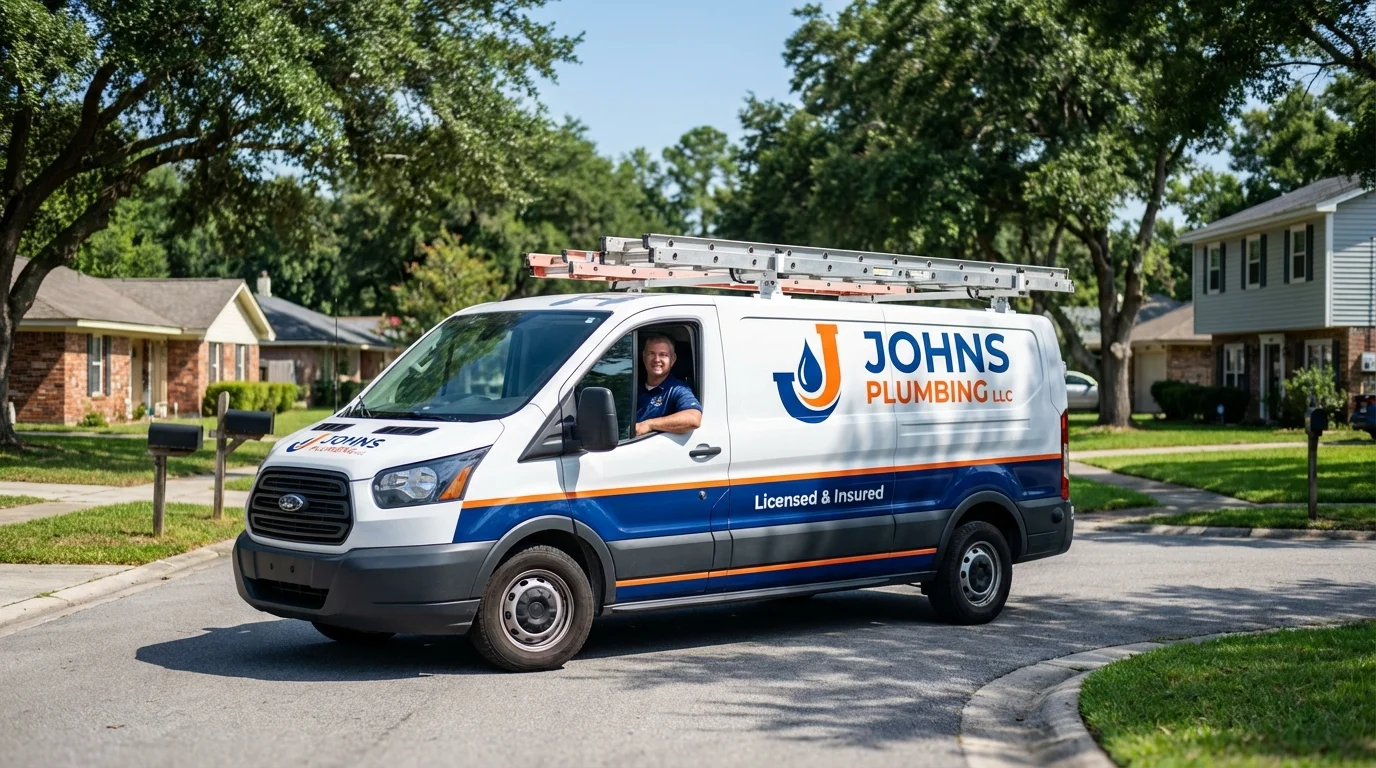 Johns Plumbing LLC service van in Victoria, TX