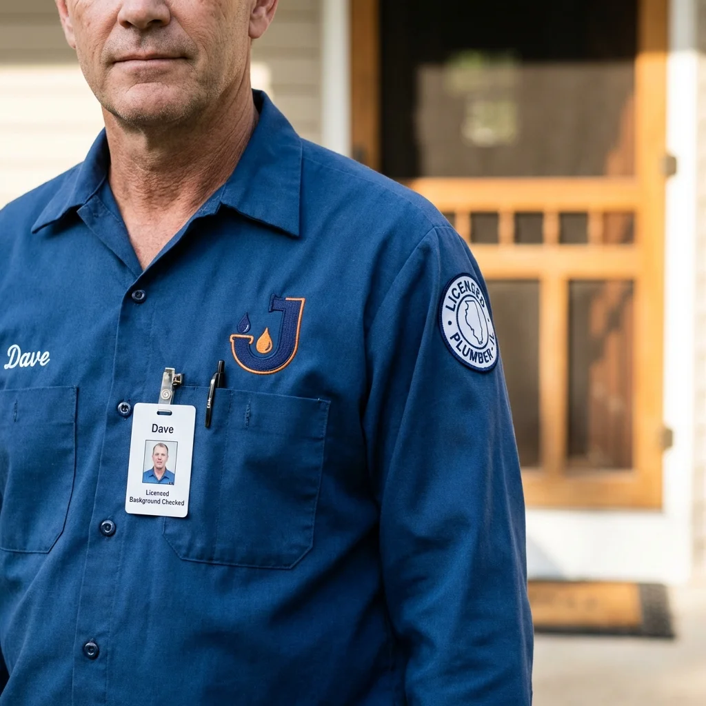 Licensed plumber showing ID badge in Victoria, TX