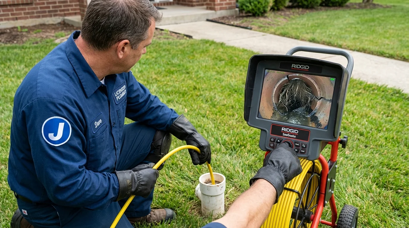 Sewer camera inspection being performed by Johns Plumbing LLC in Victoria