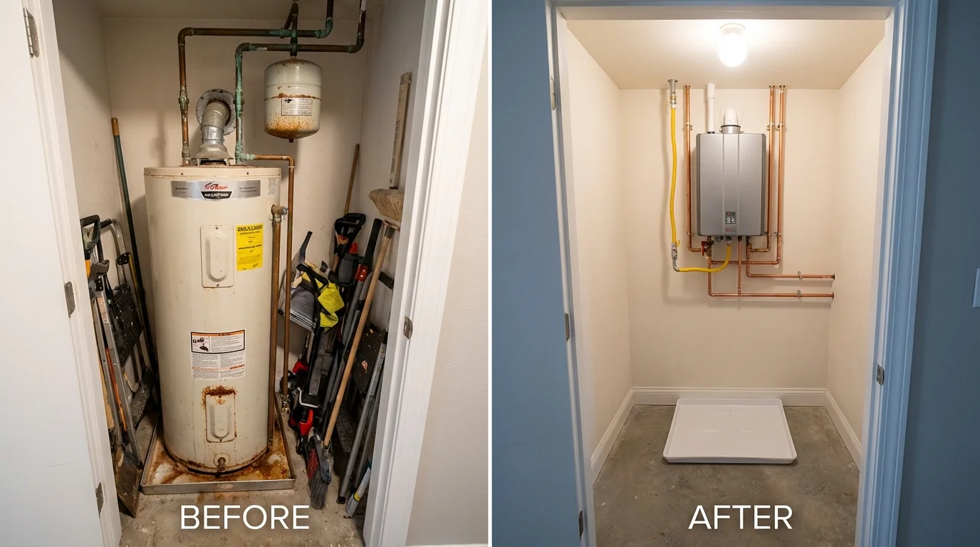 Tank water heater versus wall-mounted tankless unit comparison for Victoria, TX homeowners